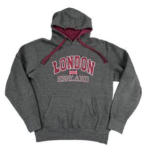London England Hoodie Mens Medium Grey Zone One Union Jack